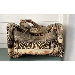 Pioneer Express Africa Safari Tapestry Weekender Travel Duffel Bag Tan 19"